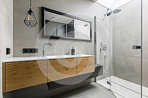 Modern bathroom with shower photo