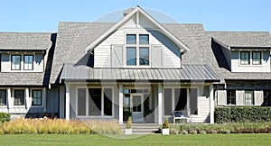 Modern Gray Farm House Home Exterior Front Elevation