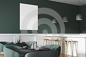 Modern gray and white cafe, poster