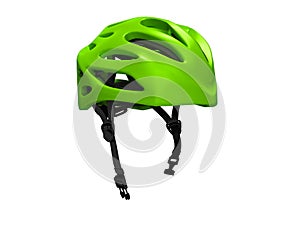 Modern green bicycle helmet for rides in the park 3d render on white background no shadow