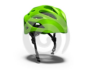 Modern green bicycle helmet for rides in the park 3d render on white background with shadow