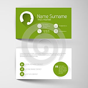 Modern green business card template with flat user interface