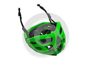 Modern green cycling helmet for extreme rides 3d render on white background no shadow