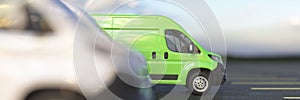 Modern green electric van 3d render