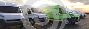 Modern green electric van 3d render