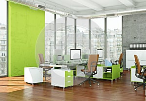 Modern home office interior design 3d Rendering