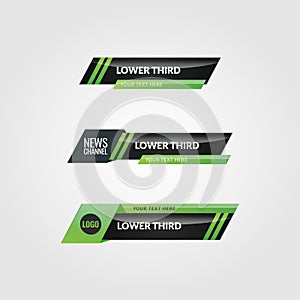 Modern green lower third set for video vector design