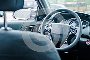 modern grey color sedan interior of car