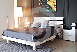 Modern grey colour bedroom