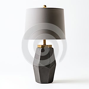 Modern Grey Geometric Table Lamp With Gold Accents