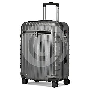 Modern Grey Hardshell Suitcase Isolated on White Background