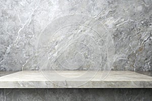 Modern grey limestone texture background in white light polished empty wall paper. Luxury gray concrete stone table top desk view photo