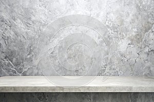Modern grey limestone texture background in white light polished empty wall paper. Luxury gray concrete stone table top desk view photo