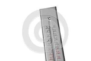 Modern grey weather thermometer on white background