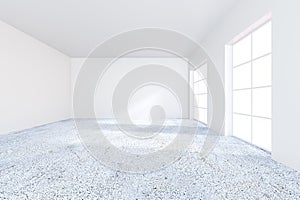 Modern grunge concrete office interior with empty wall. Mock up, 3D Rendering