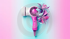 modern hair dryer on color background