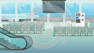 Modern Hall or Airport Waiting Room Cartoon Vector