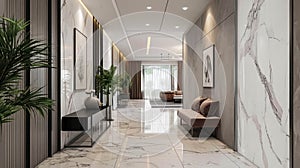Modern Hallway Wall With Decor Ideas. Luxury And Modern Hallway Home Concept