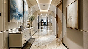 Modern Hallway Wall With Decor Ideas. Luxury And Modern Hallway Home Concept