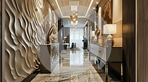 Modern Hallway Wall With Decor Ideas. Luxury And Modern Hallway Home Concept