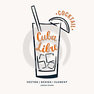 Modern hand drawn lettering label for alcohol cocktail Margarita