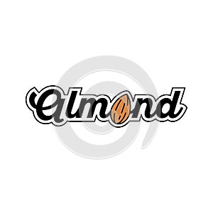 Modern Handwritten Almond Logo with Integrated Nut Illustration