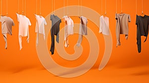 Modern Hanging Garments on Vibrant Background