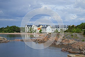 Modern Hanko. The view from the shore of the Gulf of Finland