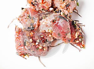 Modern Hawaiian Poke Raw Fish Prepared with Onions and Seaweed