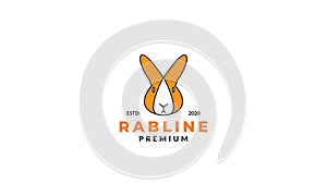 Modern head face rabbit cute logo design line