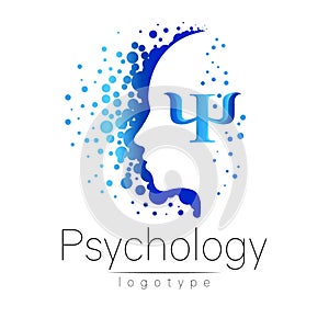 Modern head logo of Psychology. Profile Human.