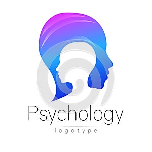 Modern head logo of Psychology. Profile Human. Creative style.