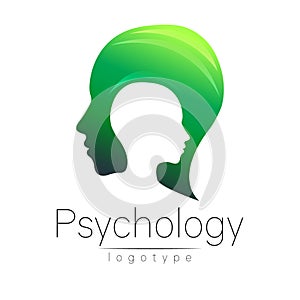 Modern head logo of Psychology. Profile Human. Creative style