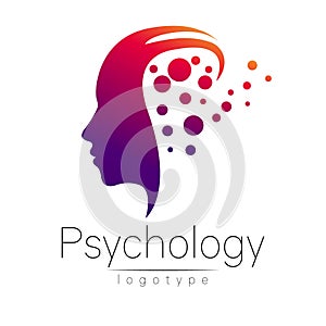 Cabeza designación de la organización o institución de psicología. perfil hombre 