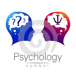 Modern head Logo sign of Psychology. Profile Human. Letter Psi. Creative style