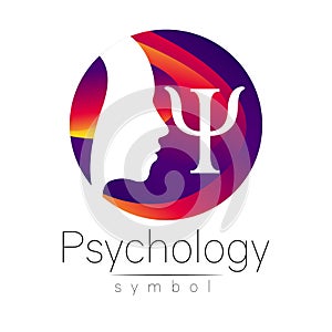 Modern head Logo sign of Psychology. Profile Human. Letter Psi. Creative style.