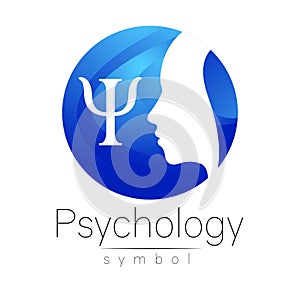 Modern head Logo sign of Psychology. Profile Human. Letter Psi. Creative style.