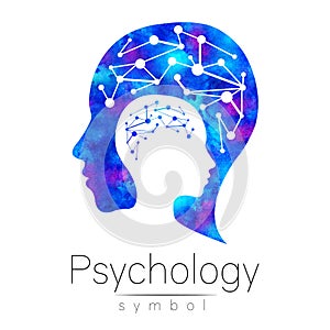 Modern head sign logo of Psychology. Profile Human. Logotype. Creative style. Symbol in . Design concept. Brand company