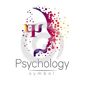 Modern head sign of Psychology. Profile Human. Letter Psi. Creative style. Symbol in . Design concept. Brand company