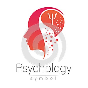 Modern head sign of Psychology. Profile Human. Letter Psi. Creative style. Symbol in vector. Design concept. Brand