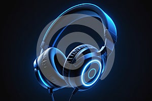 Modern headphone set with waves