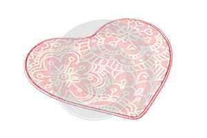 Modern heart shape pink rug with a floral pattern. 3d render