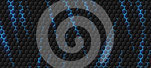 Modern hexagon background with blue light effect vector illustration