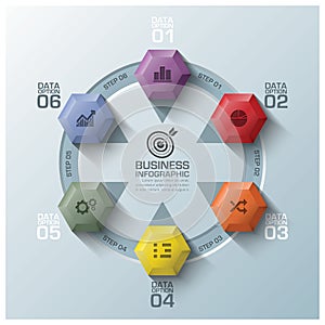 Modern Hexagon Round Rotate Step Business Infographic Diagram photo