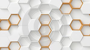 Modern Hexagonal Pattern with White and Gold Elements for Abstract Background Design