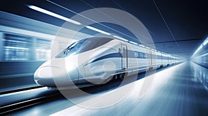 Modern Hi-Speed Passenger Train. Generative AI