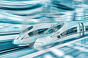 Modern Hi-Speed  Passenger Train. Motion effect