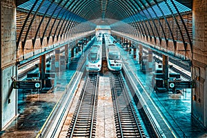 Modern hi-speed passenger train of Spanish railways company-Renf photo