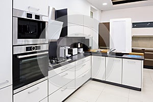 Modern hi-tek kitchen, clean interior design