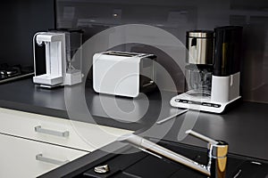 Modern hi-tek kitchen, clean interior design